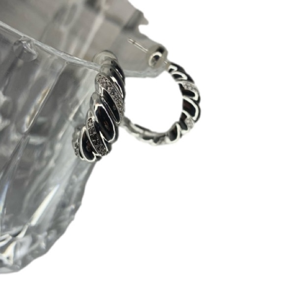 Half hoop, silver earrings - Picture 2 of 5